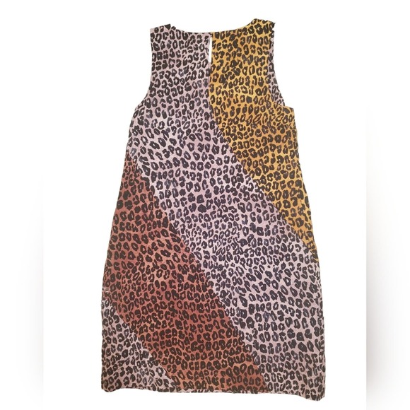 Anthropologie Maeve Wynn Cheetah Patchwork Tunic Shift Career Preppy Dress Sz S - Picture 2 of 8